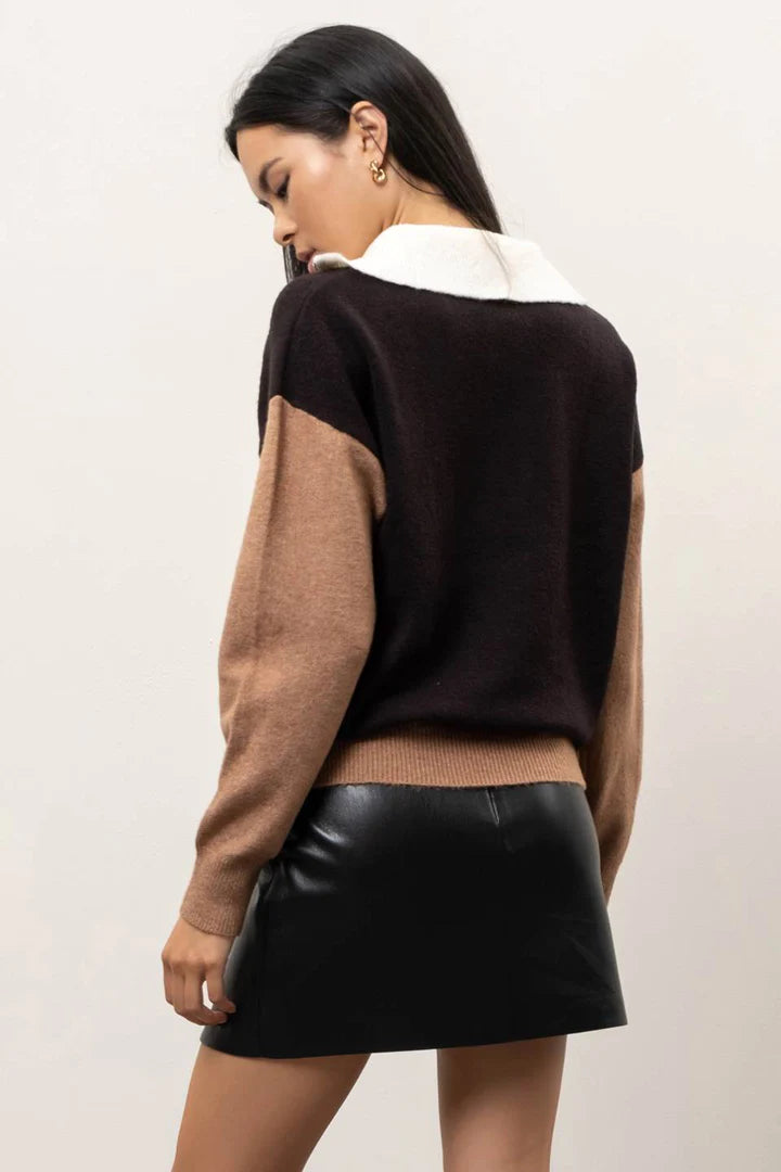 Colorblock Half-Zip Sweater - Black