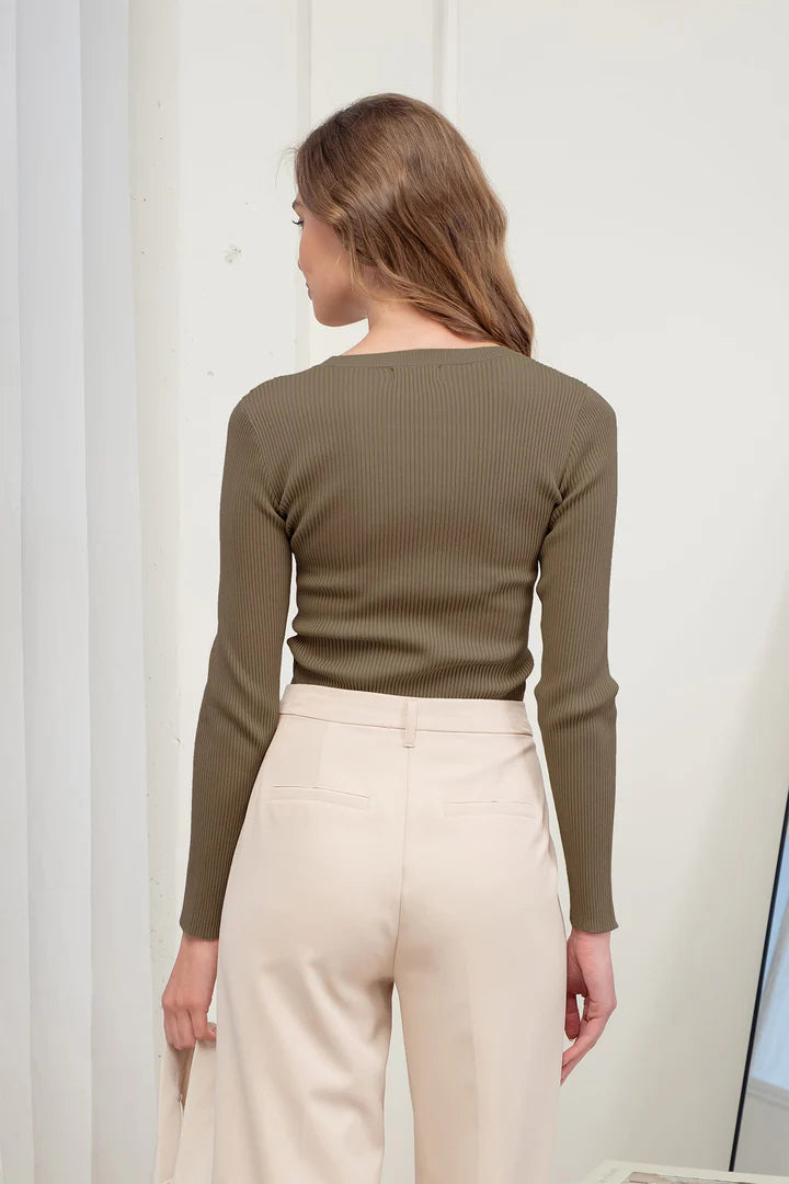 Solid Crew Neck Sweater - Tan