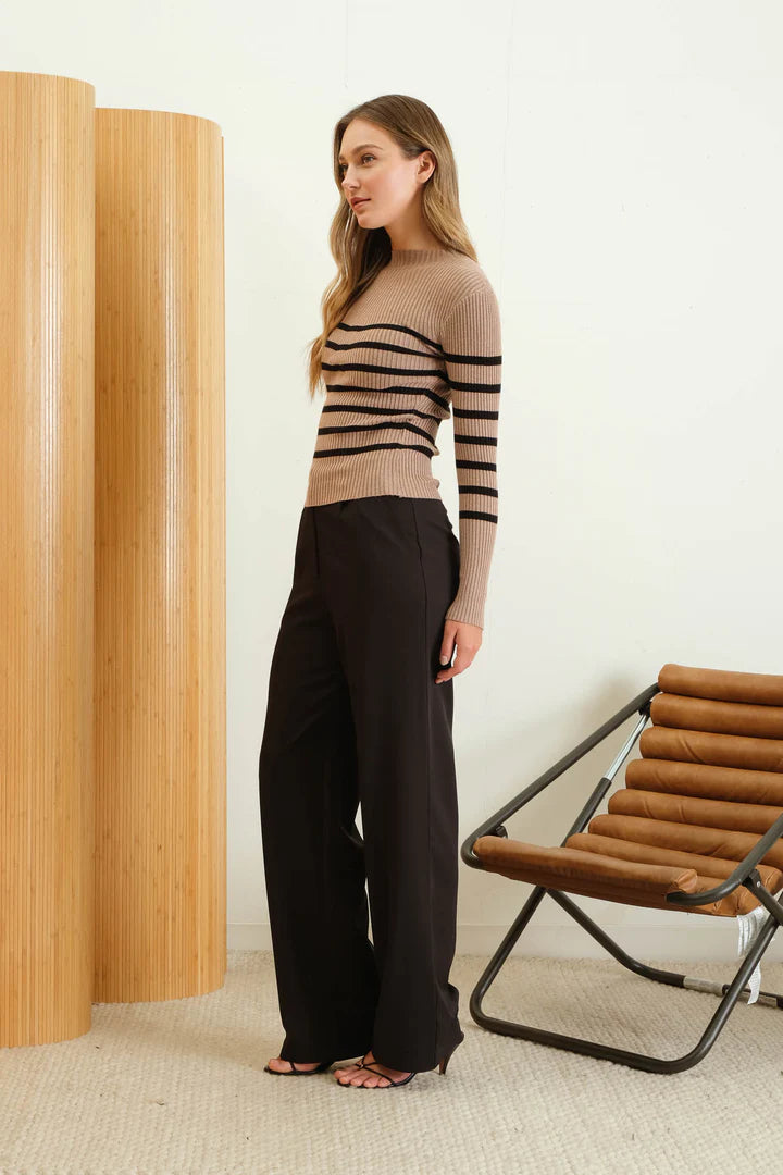 Stripe Mock Neck Sweater