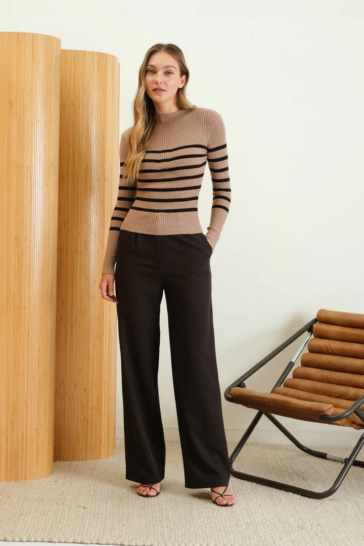 Stripe Mock Neck Sweater