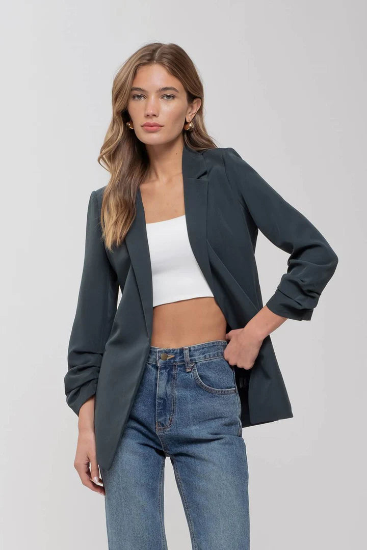 3/4 Ruched Sleeve Blazer