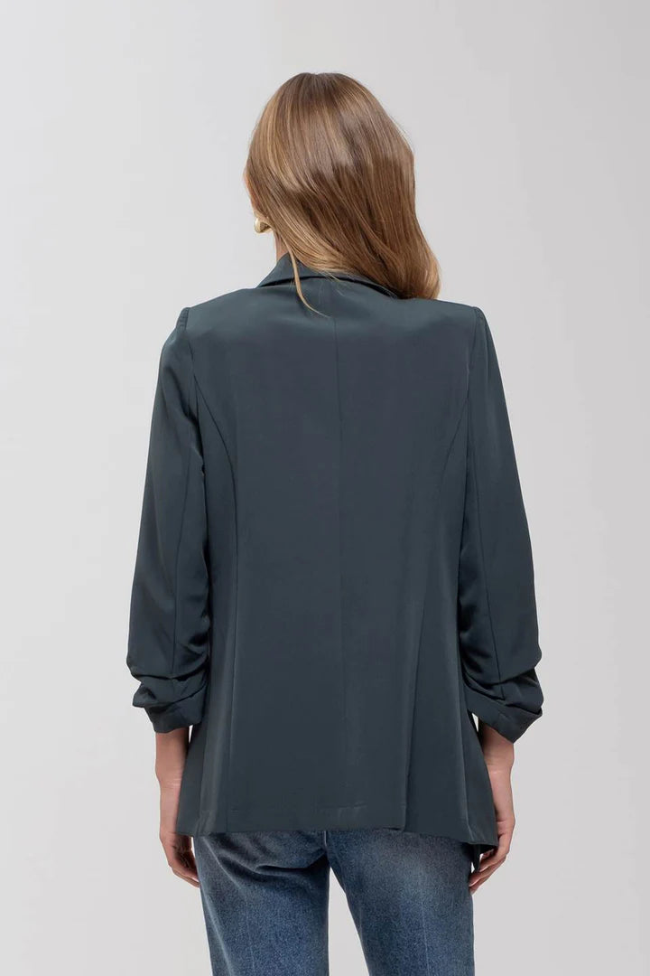 3/4 Ruched Sleeve Blazer