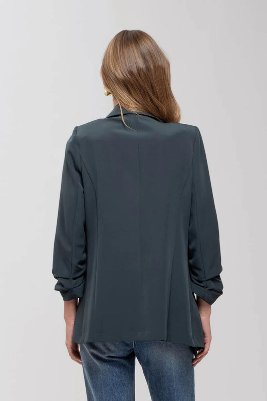 3/4 Ruched Sleeve Blazer