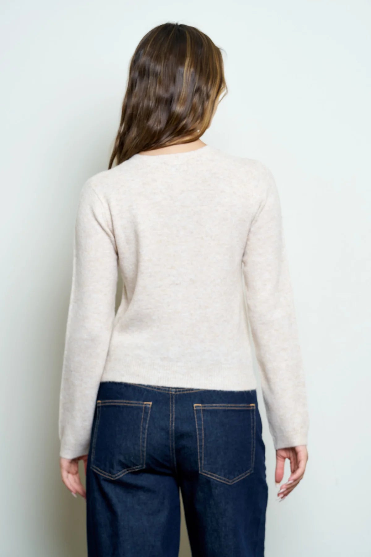 Solid Button Up Cardigan - Cream