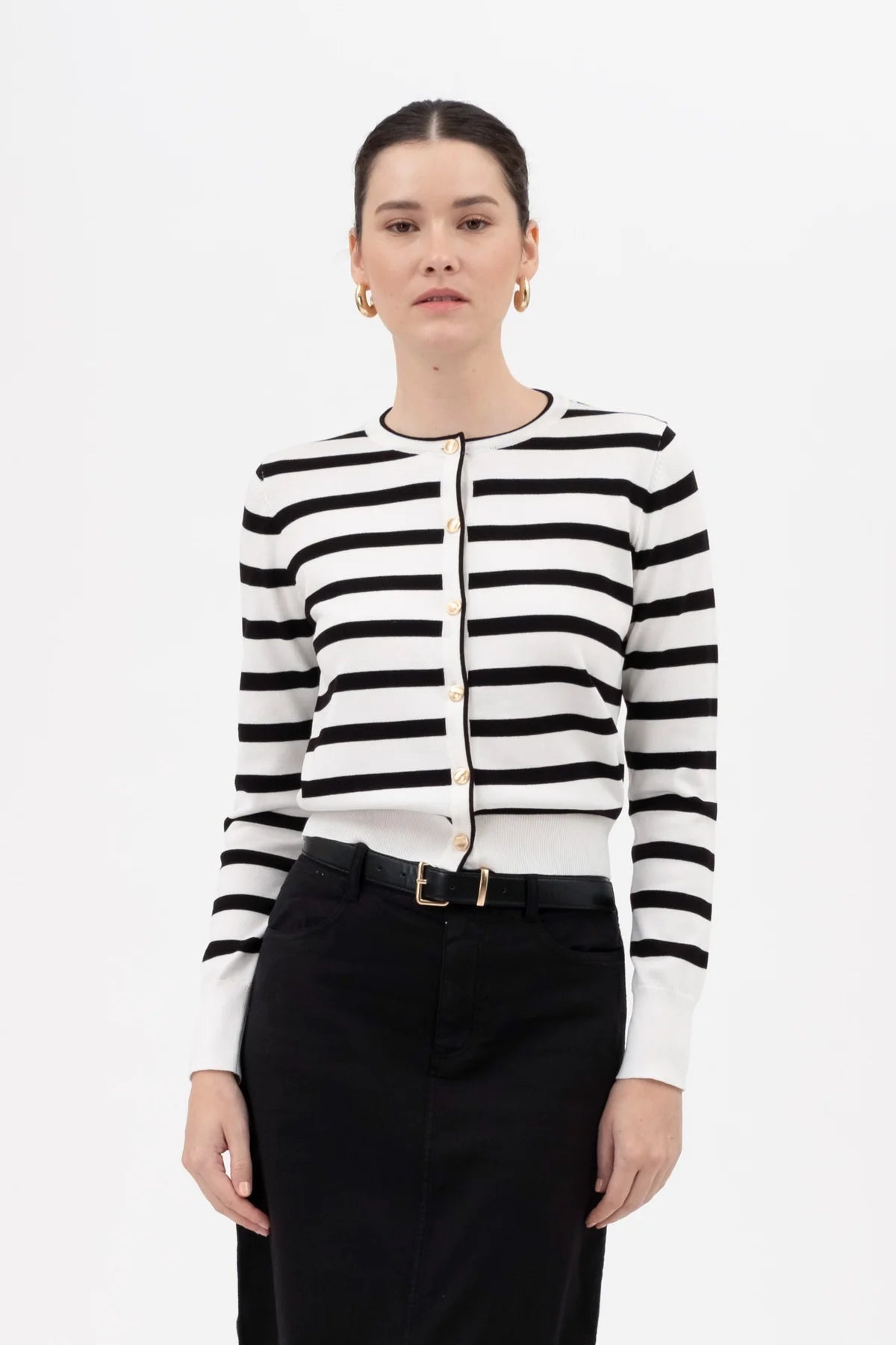 Striped Button Down Cardigan