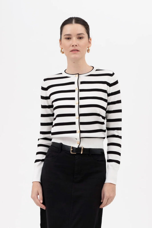 Striped Button Down Cardigan