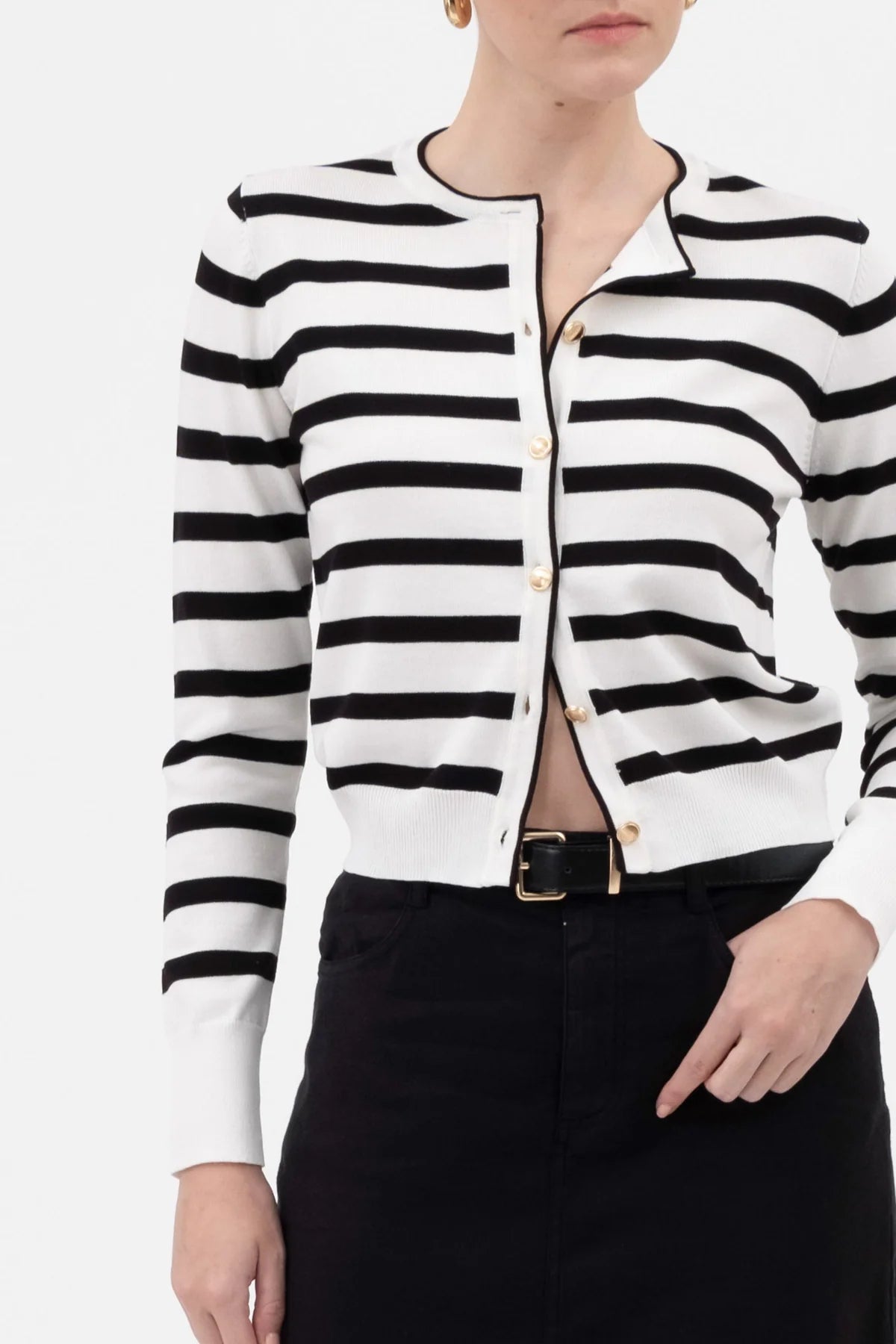 Striped Button Down Cardigan