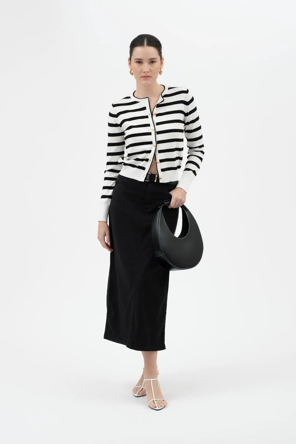 Striped Button Down Cardigan