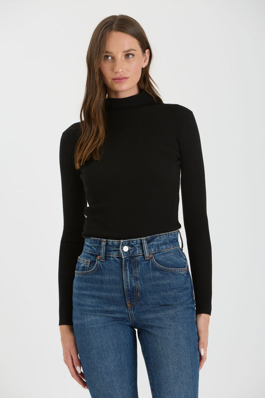 Two Tone Sweater Top - Black/White