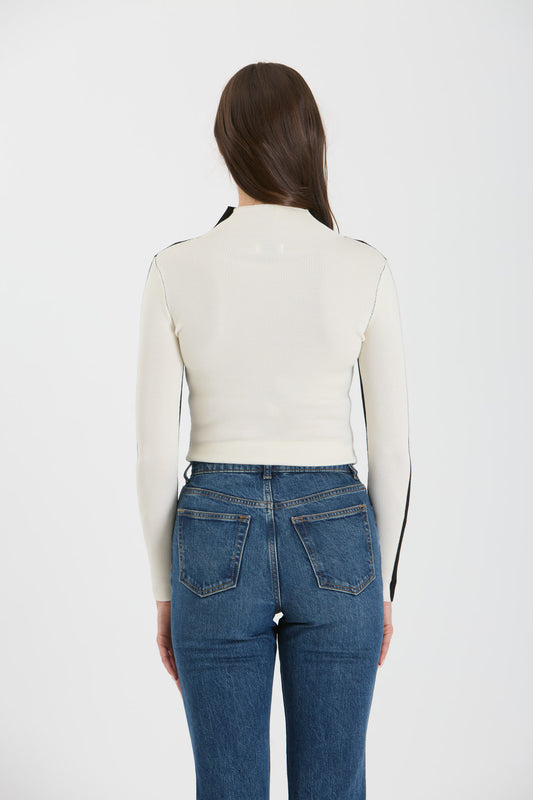 Two Tone Sweater Top - Black/White