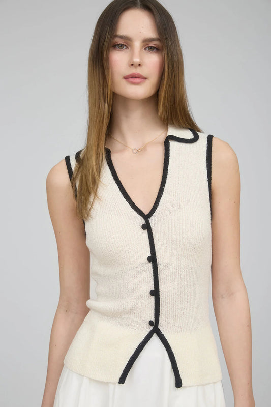 Contrast Knit Sweater Vest