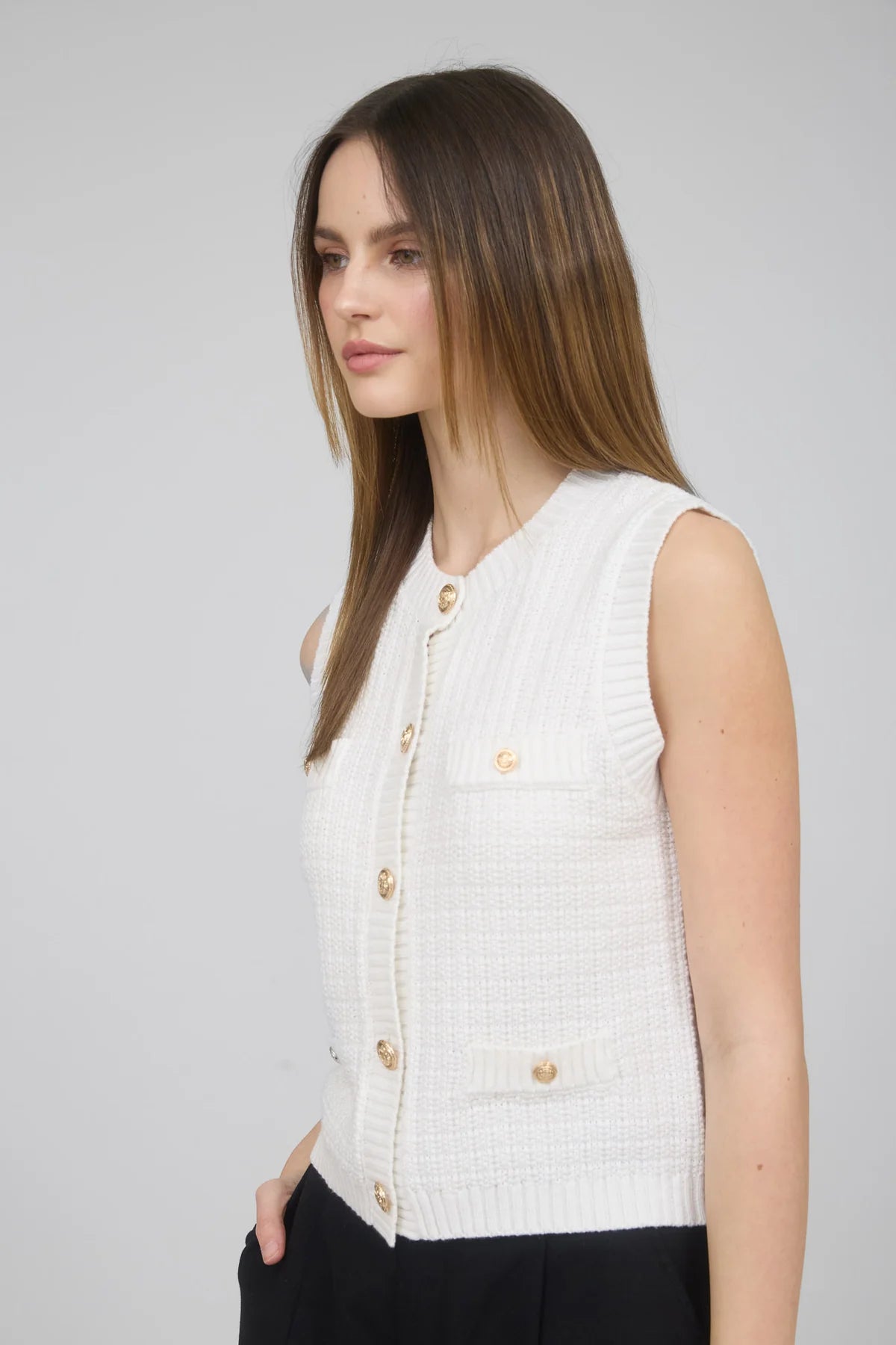 Knit Button Detail Vest