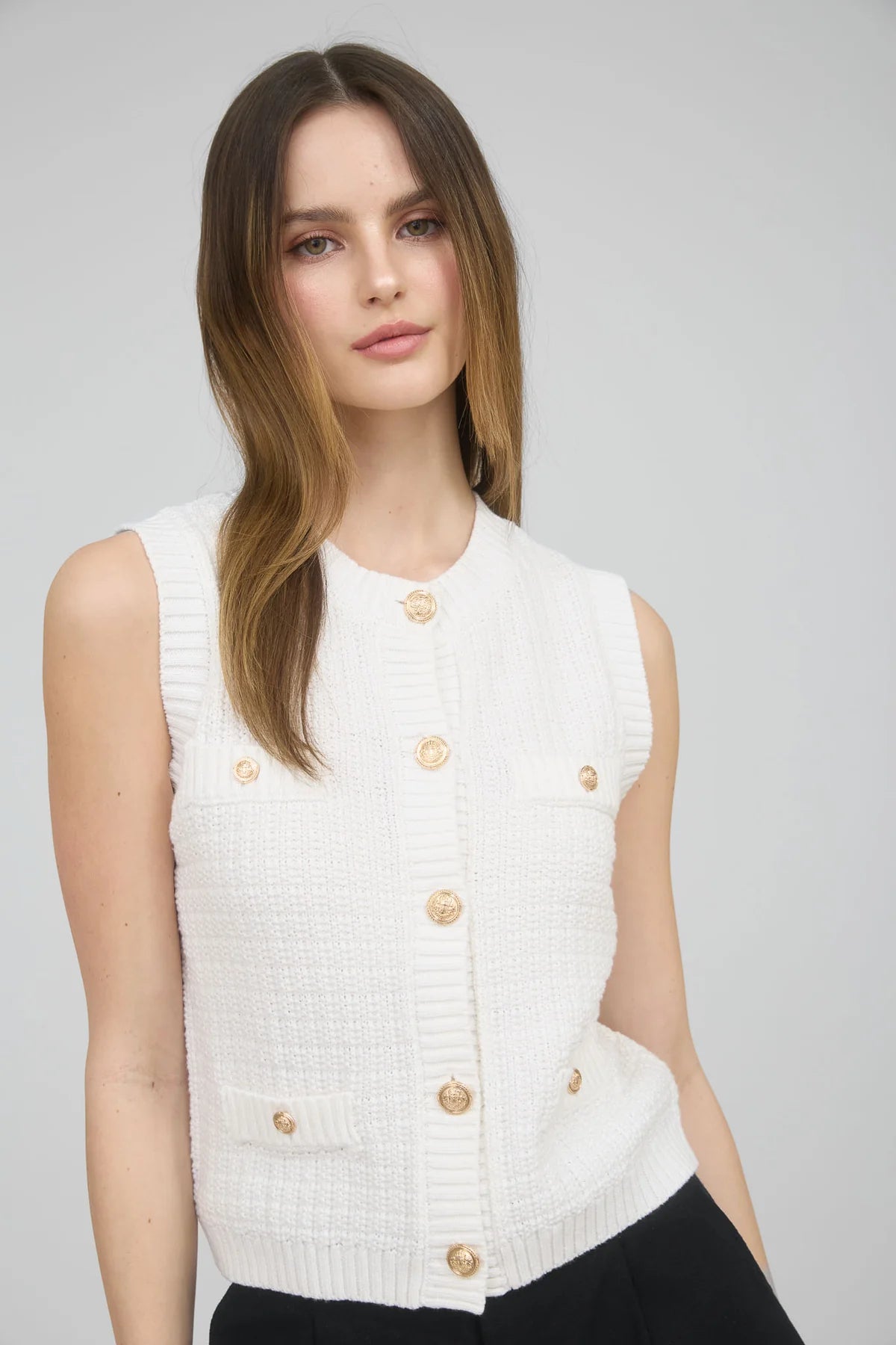 Knit Button Detail Vest