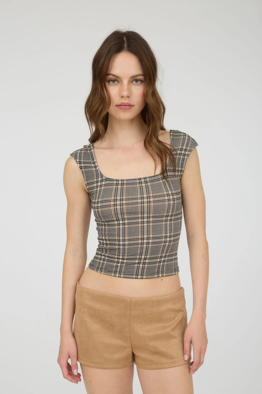 Plaid Knit Tank Top