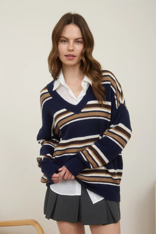 Stripe V-Neck Sweater