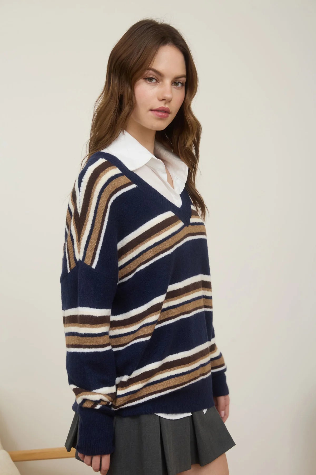 Stripe V-Neck Sweater