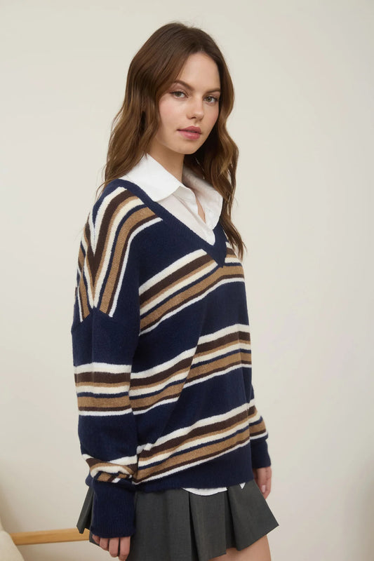 Stripe V-Neck Sweater