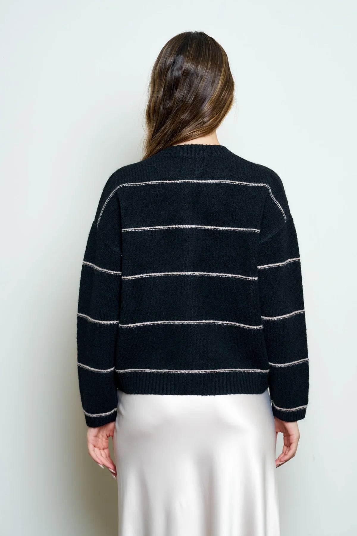Thin Striped Button Cardigan