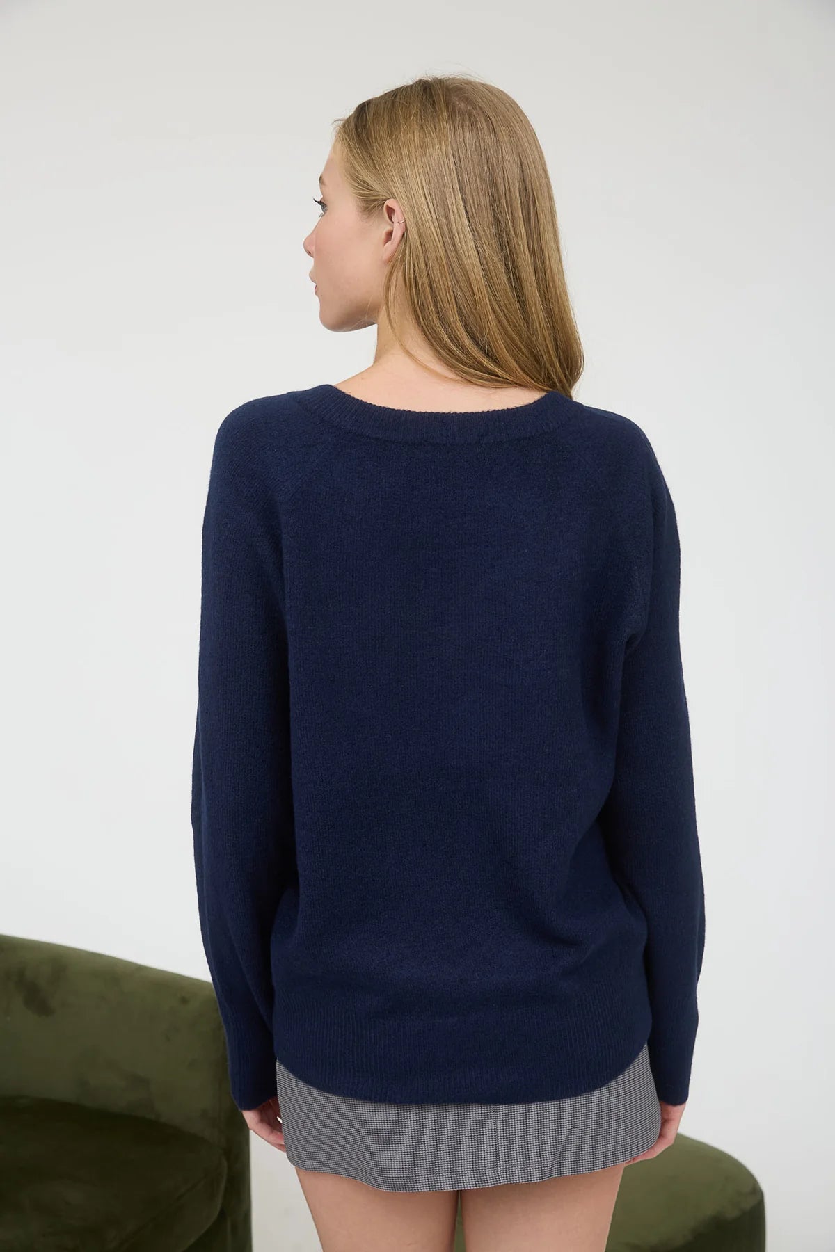 V-Neck Navy Knit Sweater
