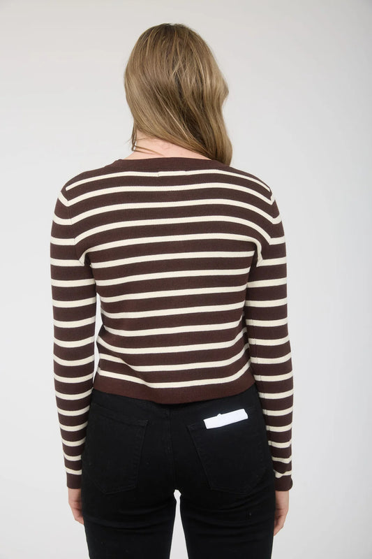 Stripe Gold Button Cardigan