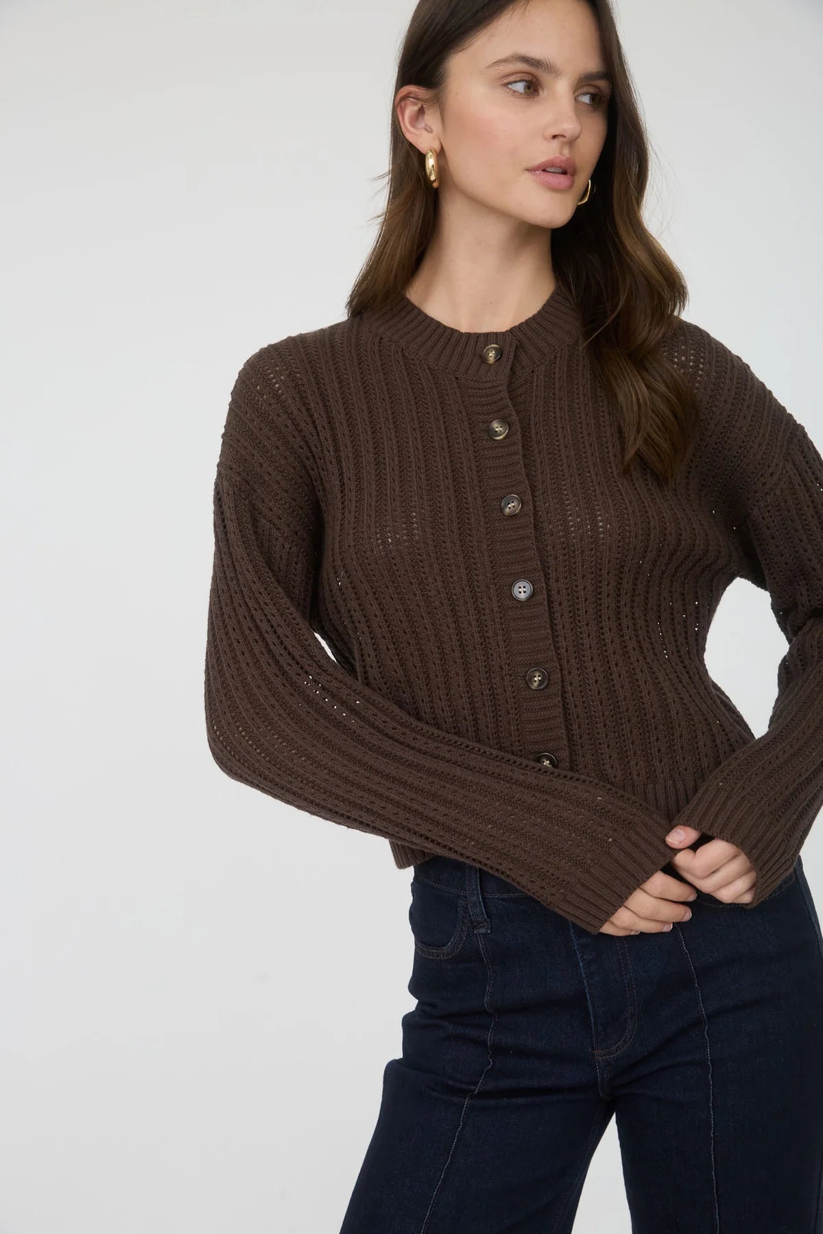 Sheer Cable Knit Cardigan