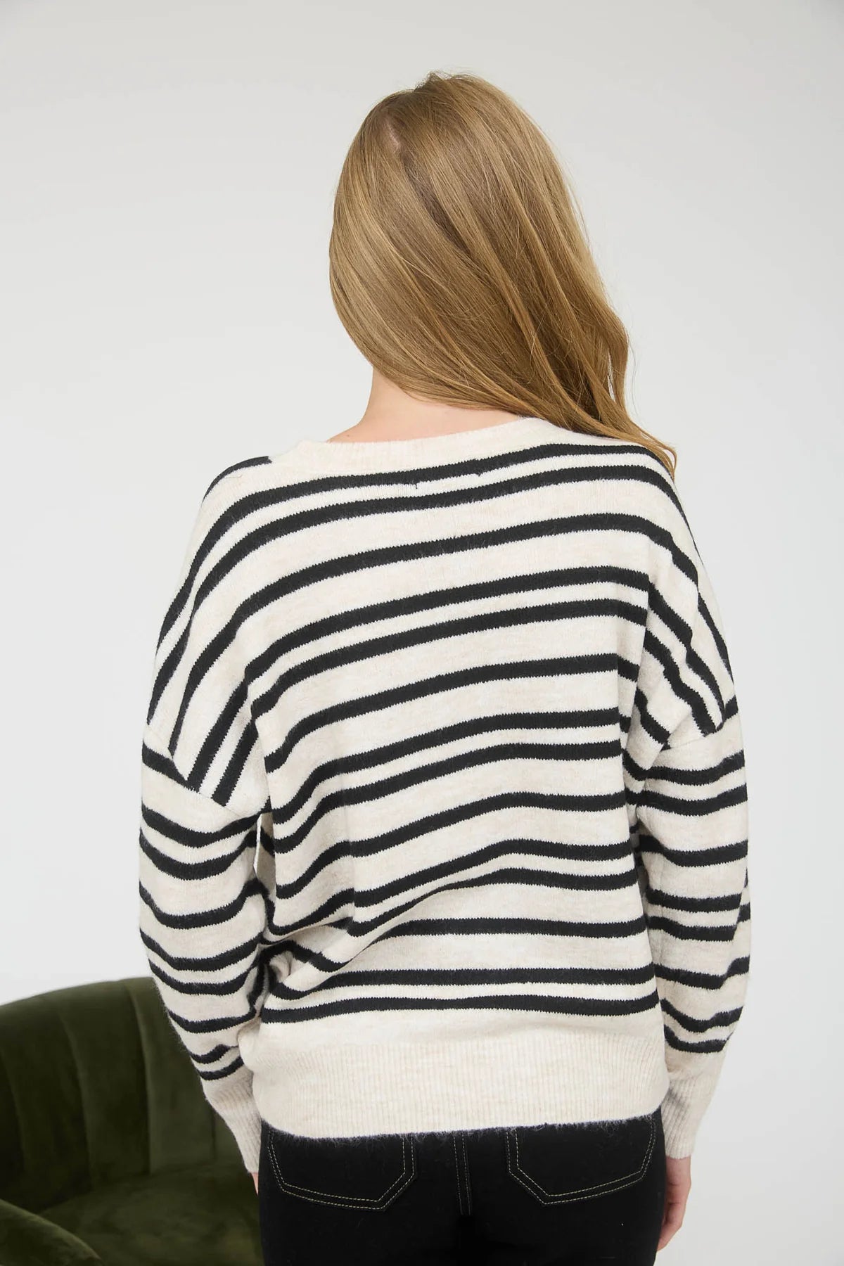 Front Seam Stripe Sweater
