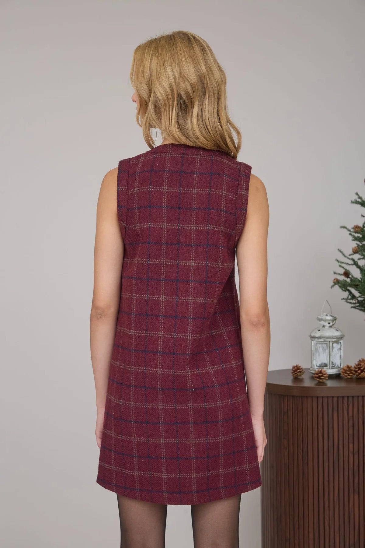 Plaid Tweed Mini Dress
