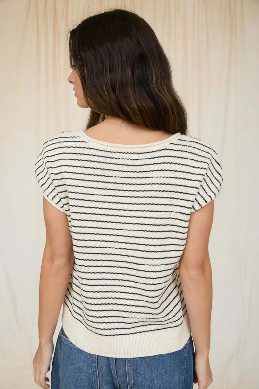 Scoop Neck Striped Cardigan