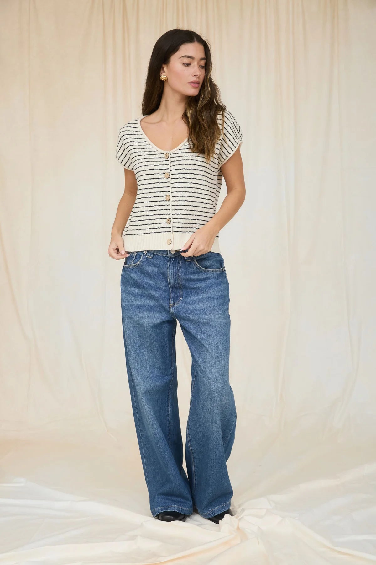Scoop Neck Striped Cardigan