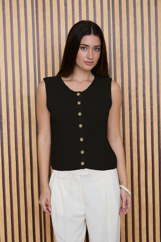 Knit Sleeveless Button Cardigan