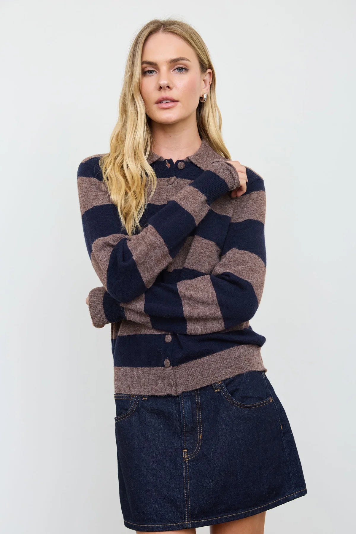 Collared Stripe Cardigan