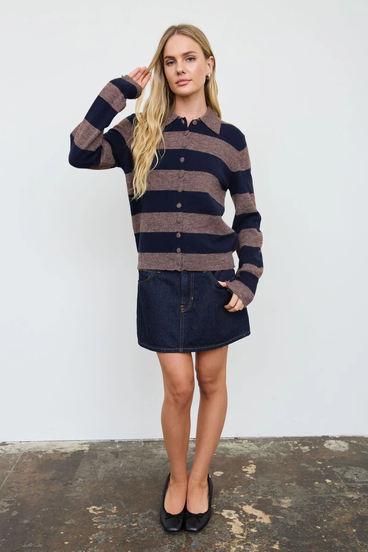 Collared Stripe Cardigan