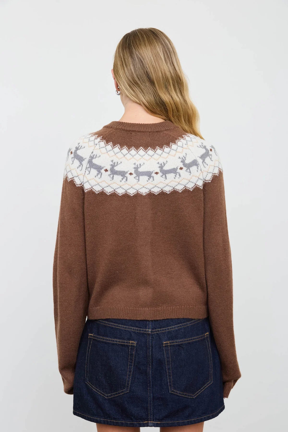 Reindeer Fair Isle Cardigan - Brown