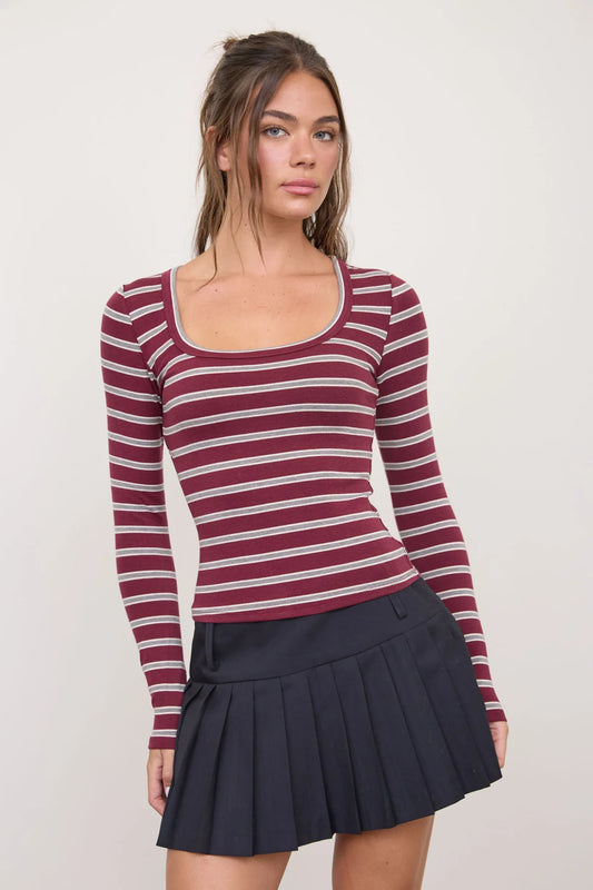 Square Neckline Long Sleeve Top