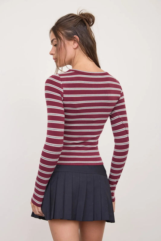 Square Neckline Long Sleeve Top