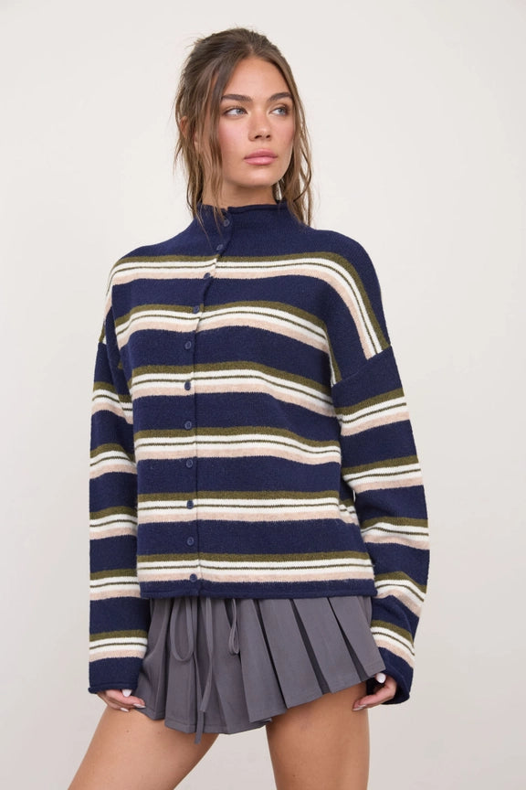 Rolled Neck Cardigan