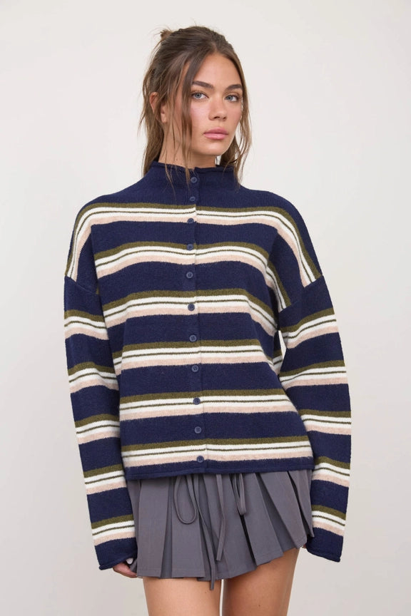 Rolled Neck Cardigan