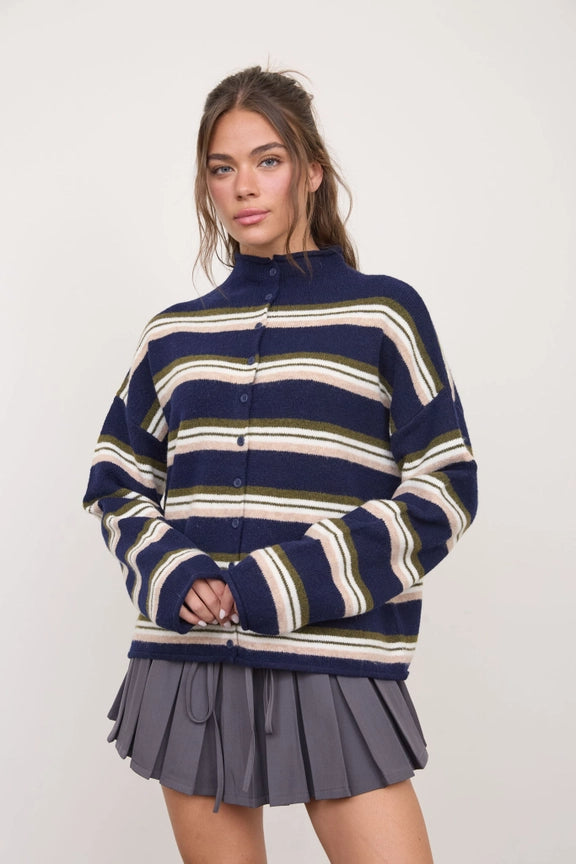 Rolled Neck Cardigan