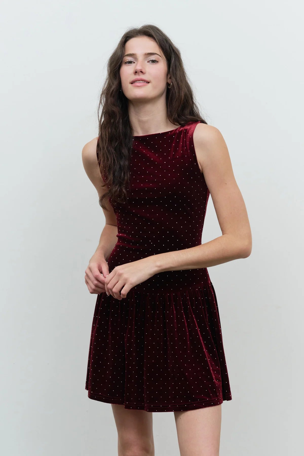 Velvet Studded Sleeveless Dress