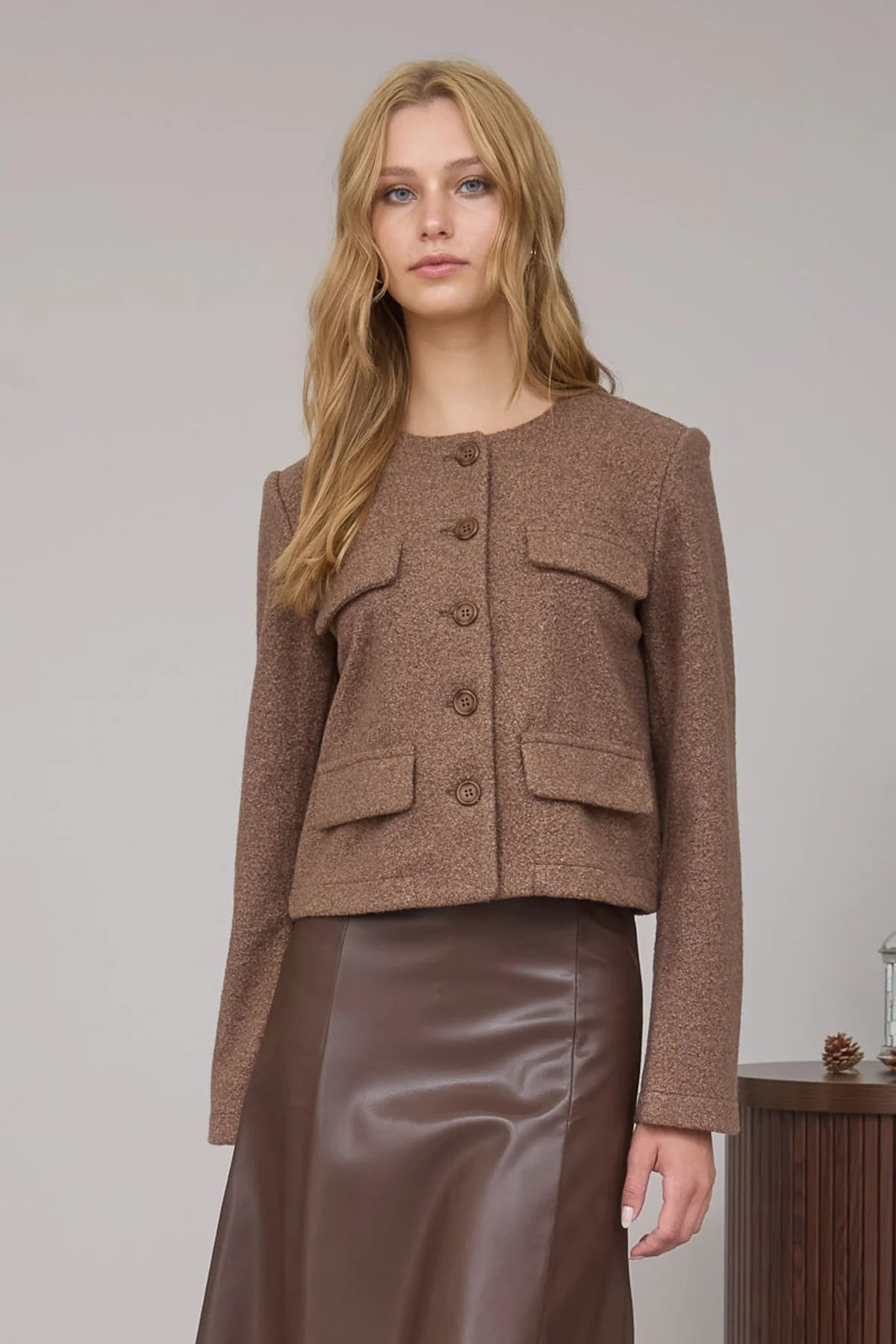 Tweed Button Down Jacket