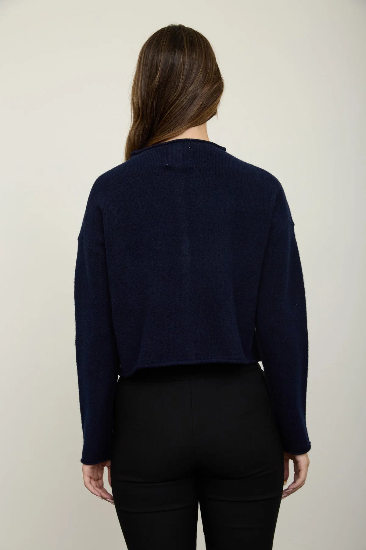 Raw Edge Mock Neck Cardigan