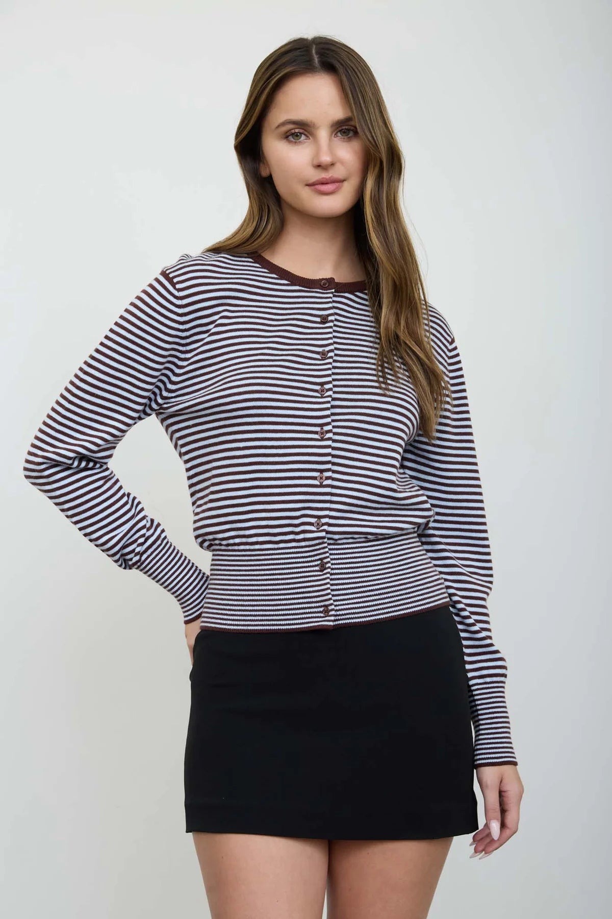Brown Striped Cardigan
