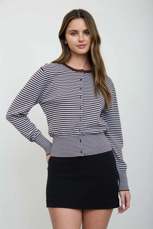 Brown Striped Cardigan