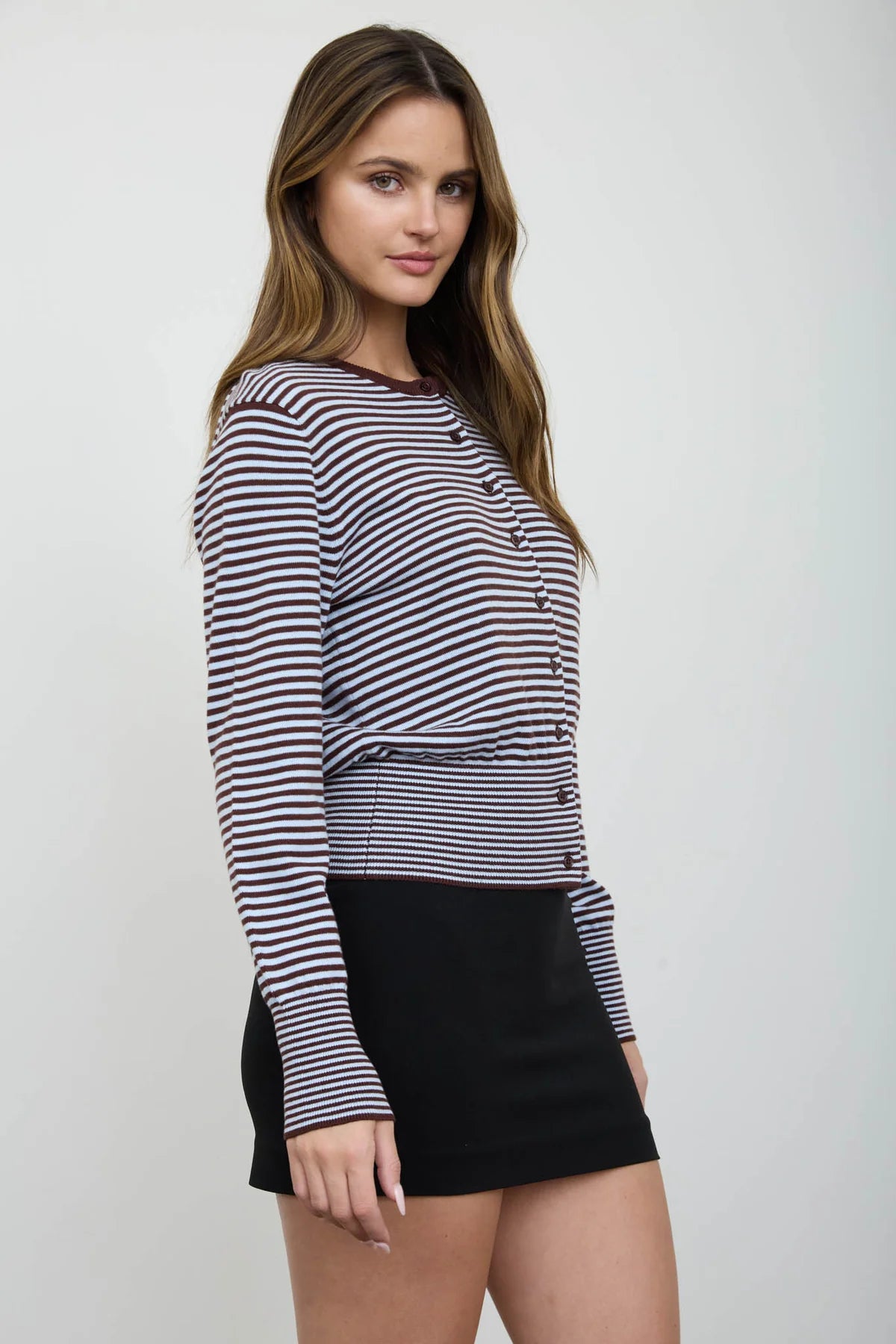 Brown Striped Cardigan