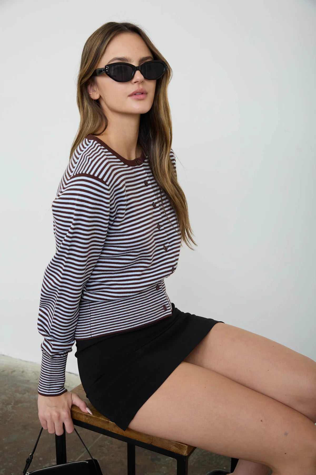 Brown Striped Cardigan