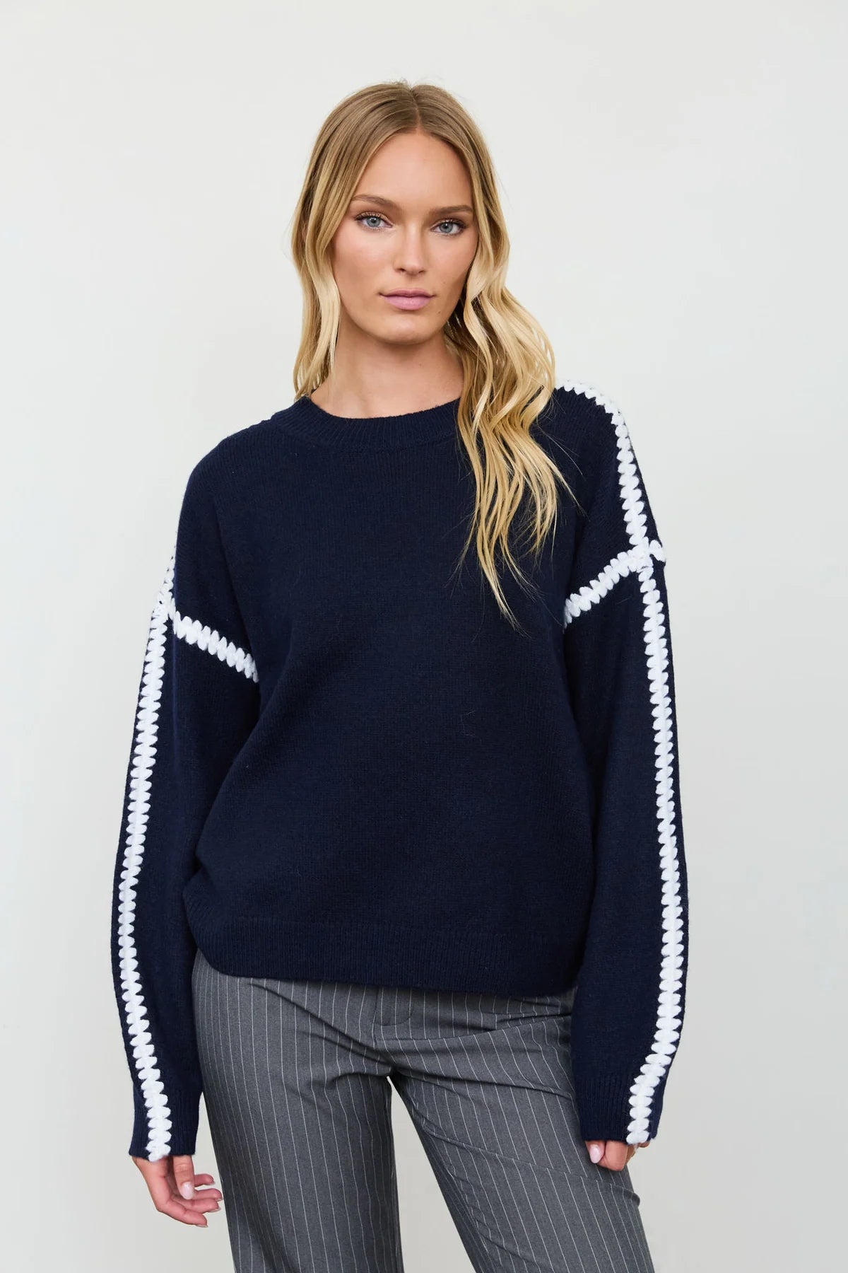Marled Contrast Stitch Sweater