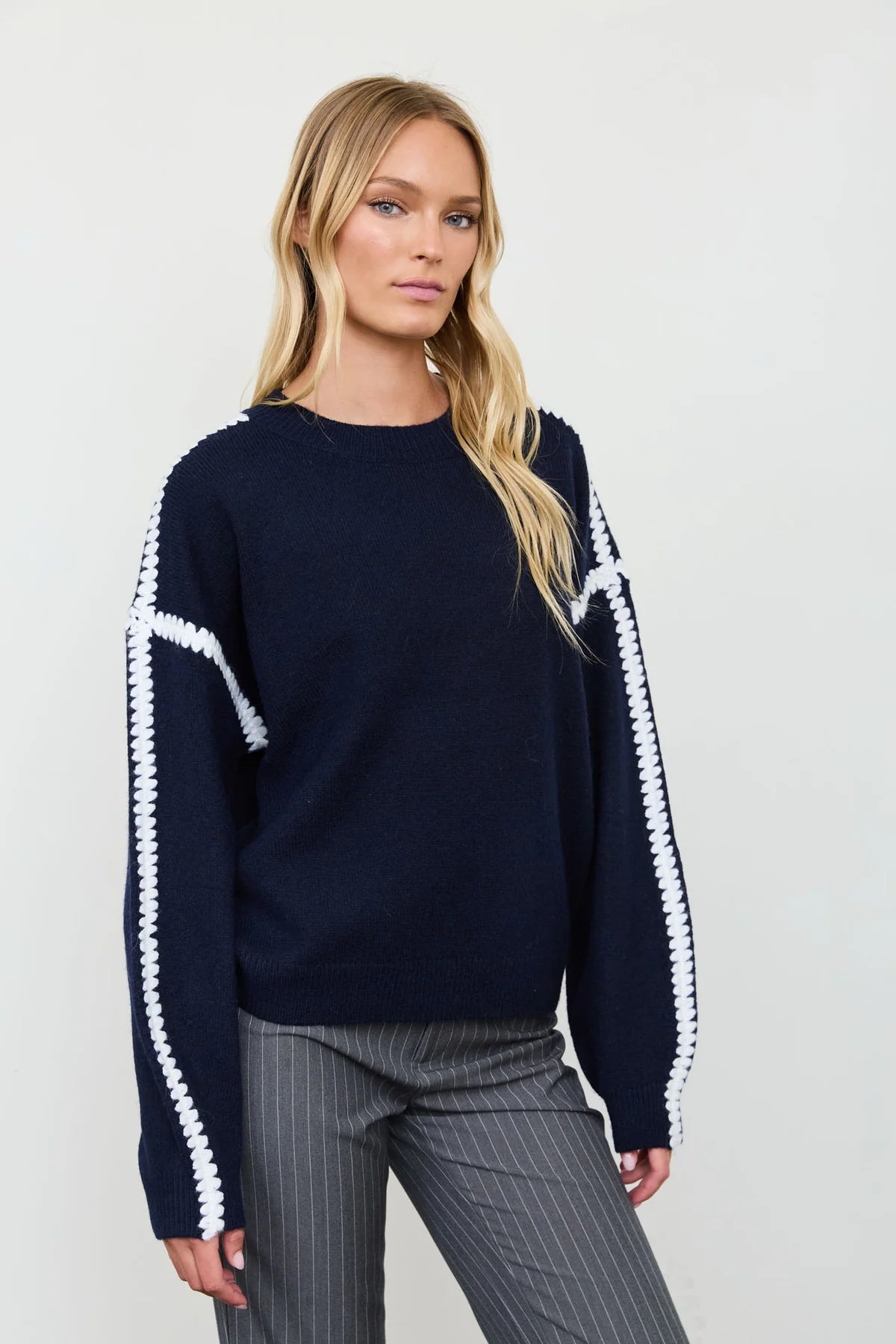 Marled Contrast Stitch Sweater