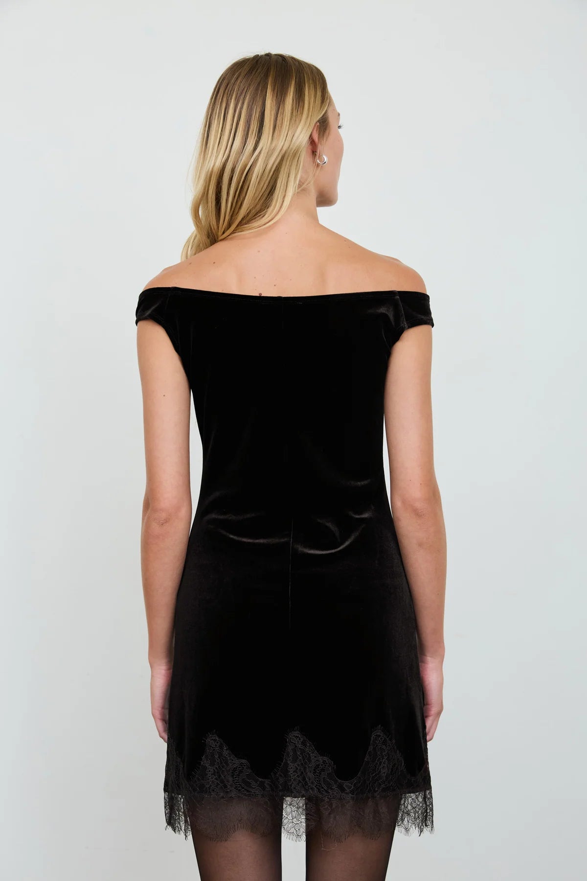 Off-Shoulder Lace Hem Dress