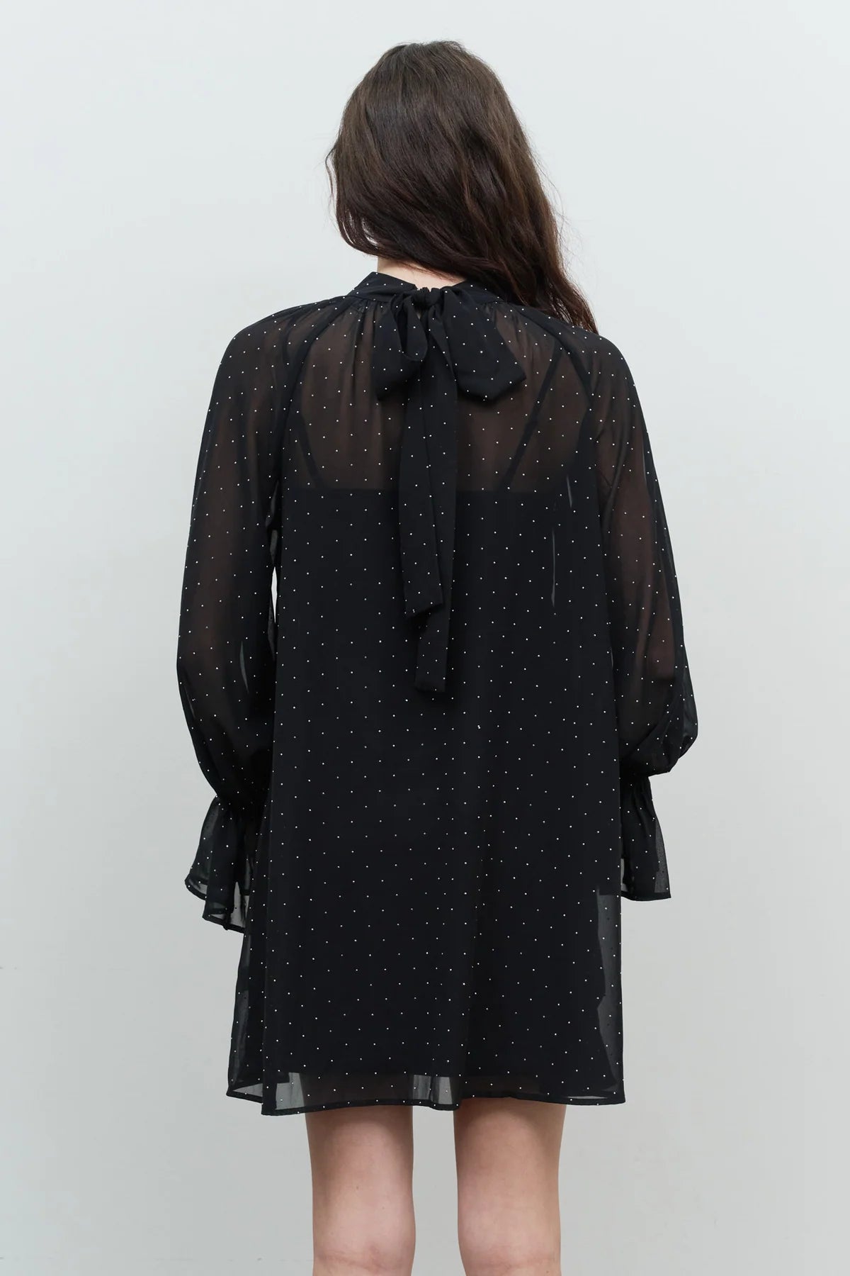 Sheer Polka Dot High Neck Dress