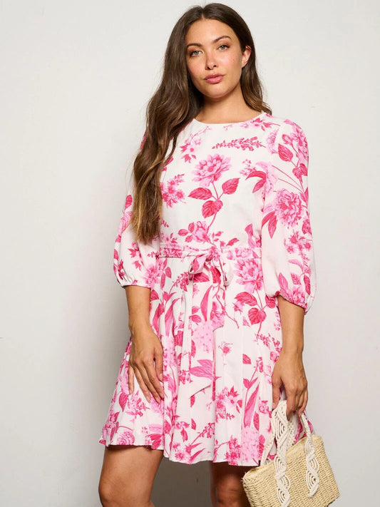 Tie Floral Mini Dress